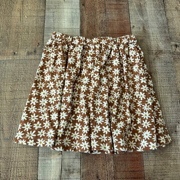 Rylee and Crew Girls Size 10-12Y Brown and White Daisy Floral Mini Skirt - Picture 6 of 6